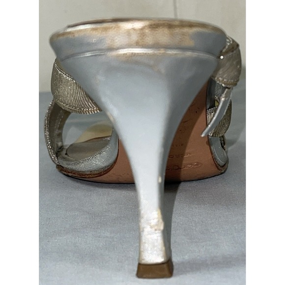 sergio rossi 38.5 heels silver metallic open toe slide on Italy - Picture 11 of 16